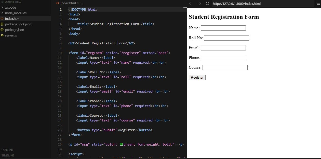 Student registration form